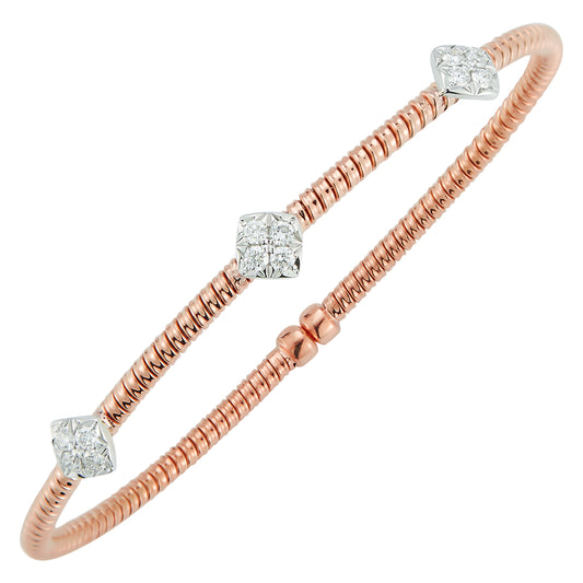 18K Rose Gold 0.30Ct Diamond Flex Bangel Bracelet