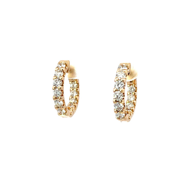 14K Yellow Gold Small Inside Out Diamond Huggies 1.10Ct(20)