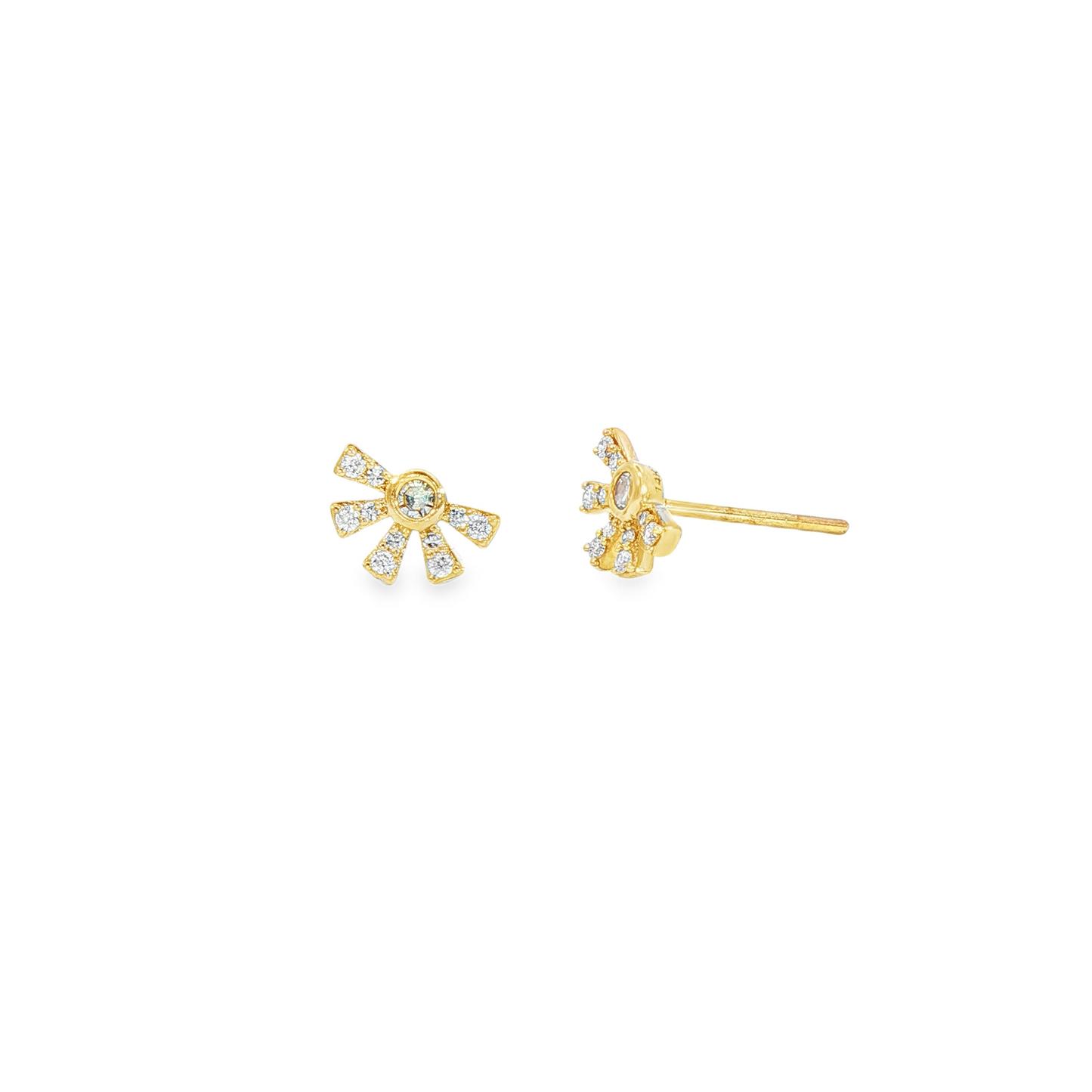 14K Yellow Gold Single Cut Diamond Fashion Stud Earrings 0.14Ctw
