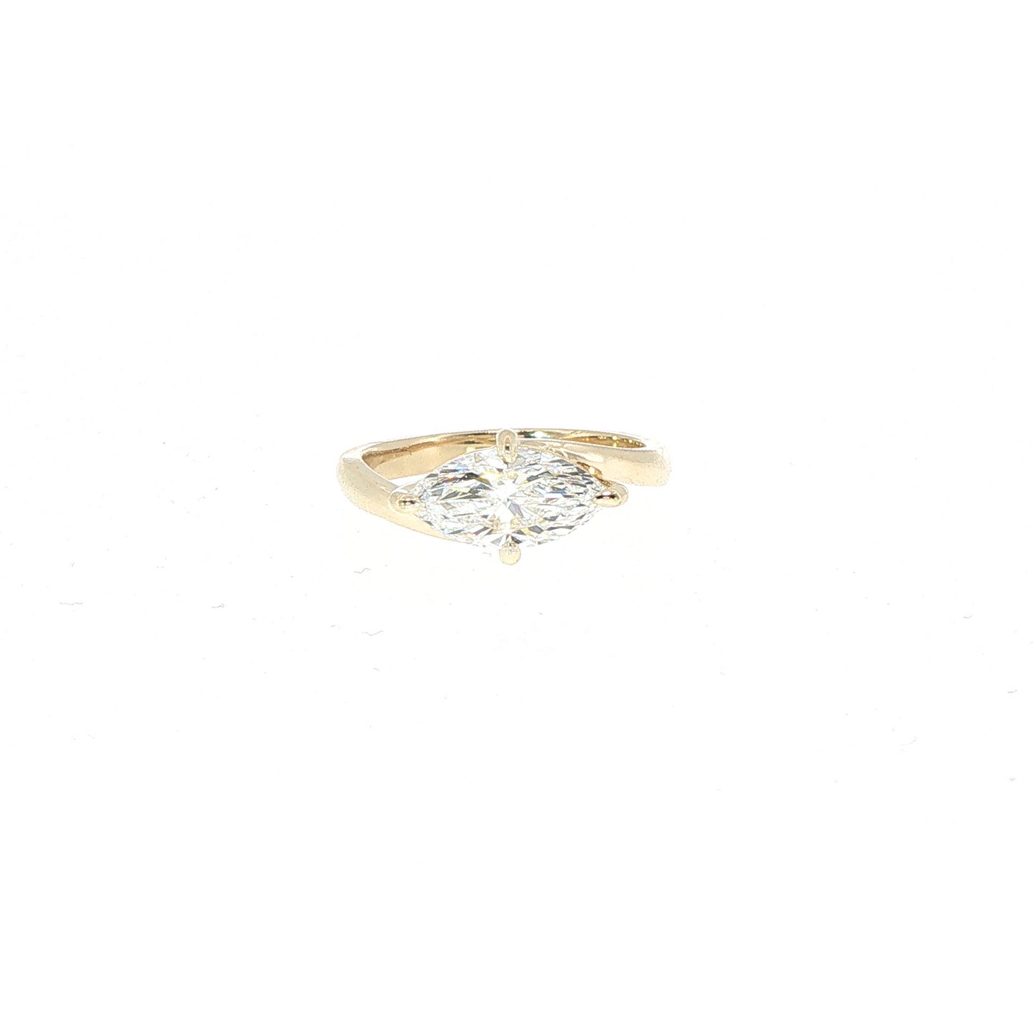 10K Yellow Gold East West Lab Grown Marquse Contour Ring