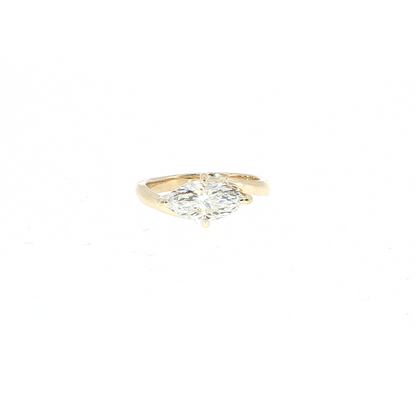 10K Yellow Gold East West Lab Grown Marquse Contour Ring