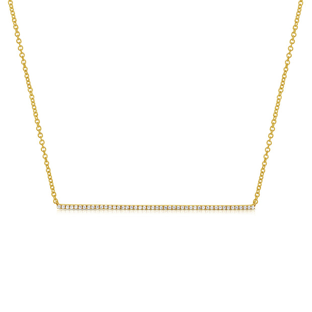 14K Yellow Gold Diamond Bar Fashion Necklace 0.15CT