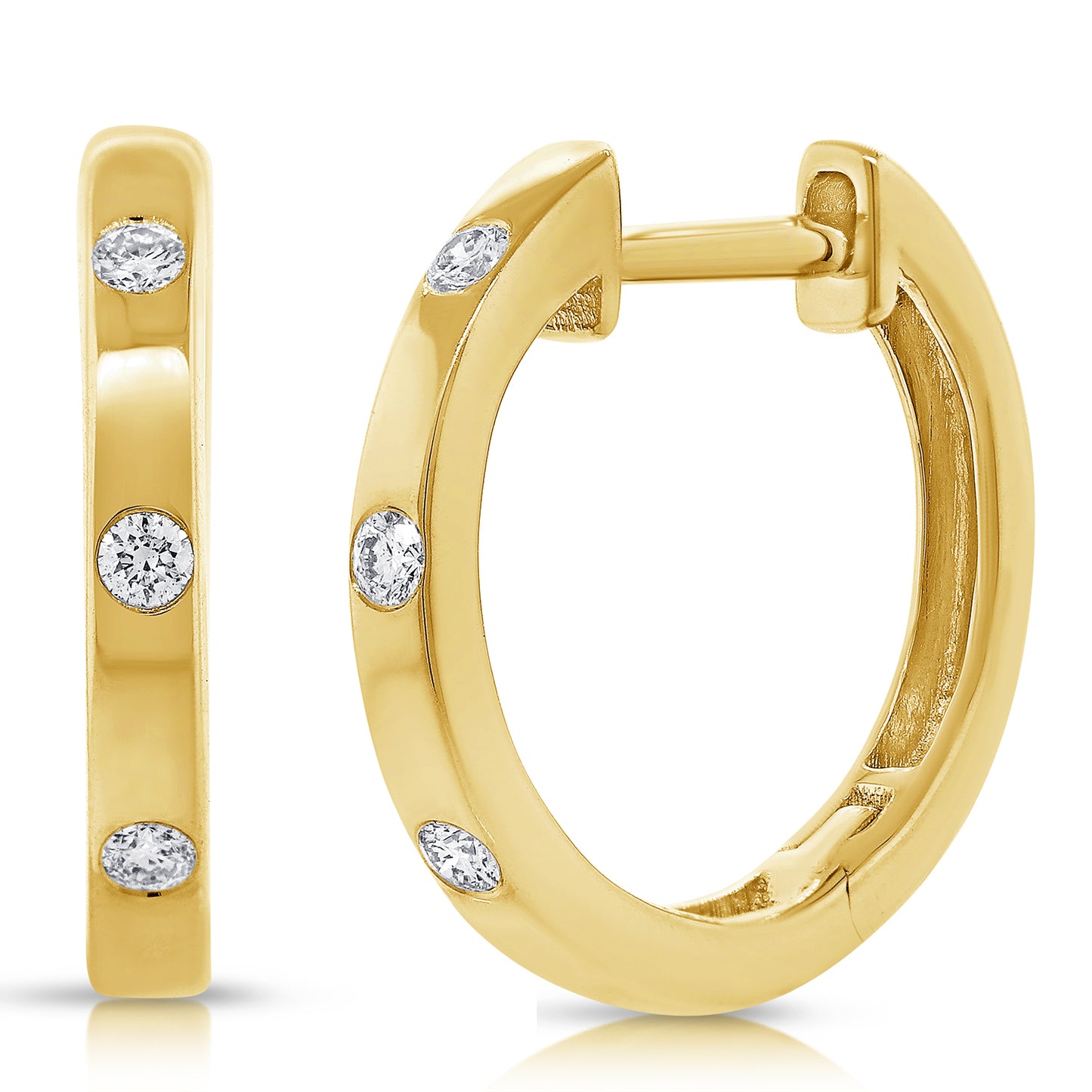 14K YELLOW GOLD HUGGIE HOOP FASHION EARRINGS 0.90CT