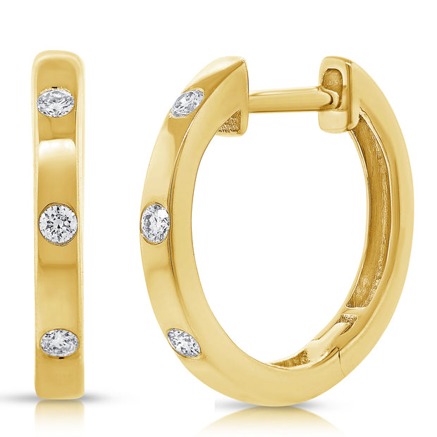 14K YELLOW GOLD HUGGIE HOOP FASHION EARRINGS 0.90CT
