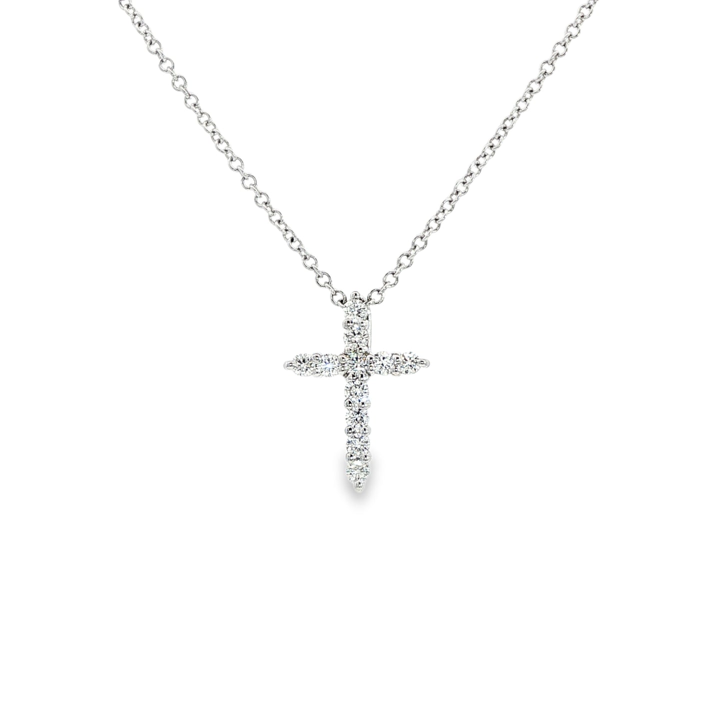 14K White Gold Diamond Cross Pendant Necklace 0.25ctw