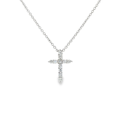 14K White Gold Diamond Cross Pendant Necklace 0.25ctw