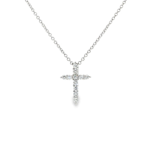 14K White Gold Diamond Cross Pendant Necklace 0.25ctw