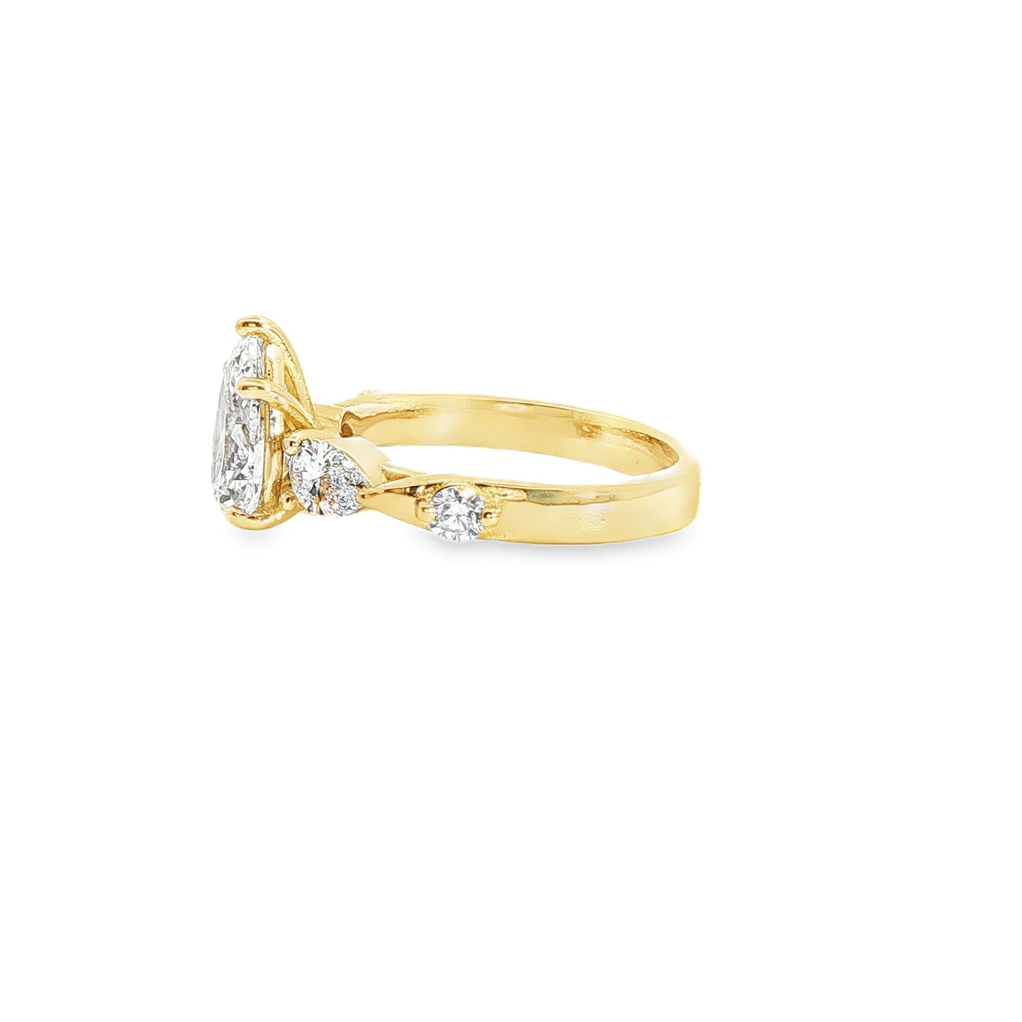 Custom 14K Yellow Gold Pear Five Stone Engagment Ring