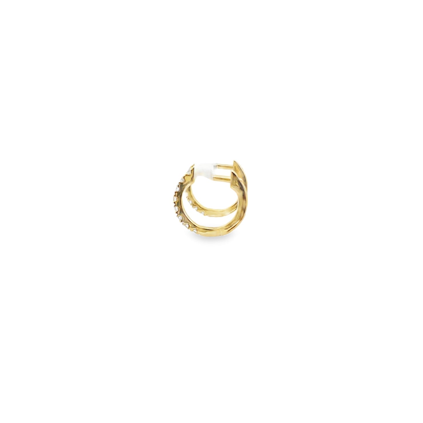 14K Yellow Gold Diamond Huggie Earrings 0.21Ct