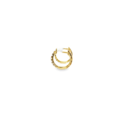14K Yellow Gold Diamond Huggie Earrings 0.21Ct