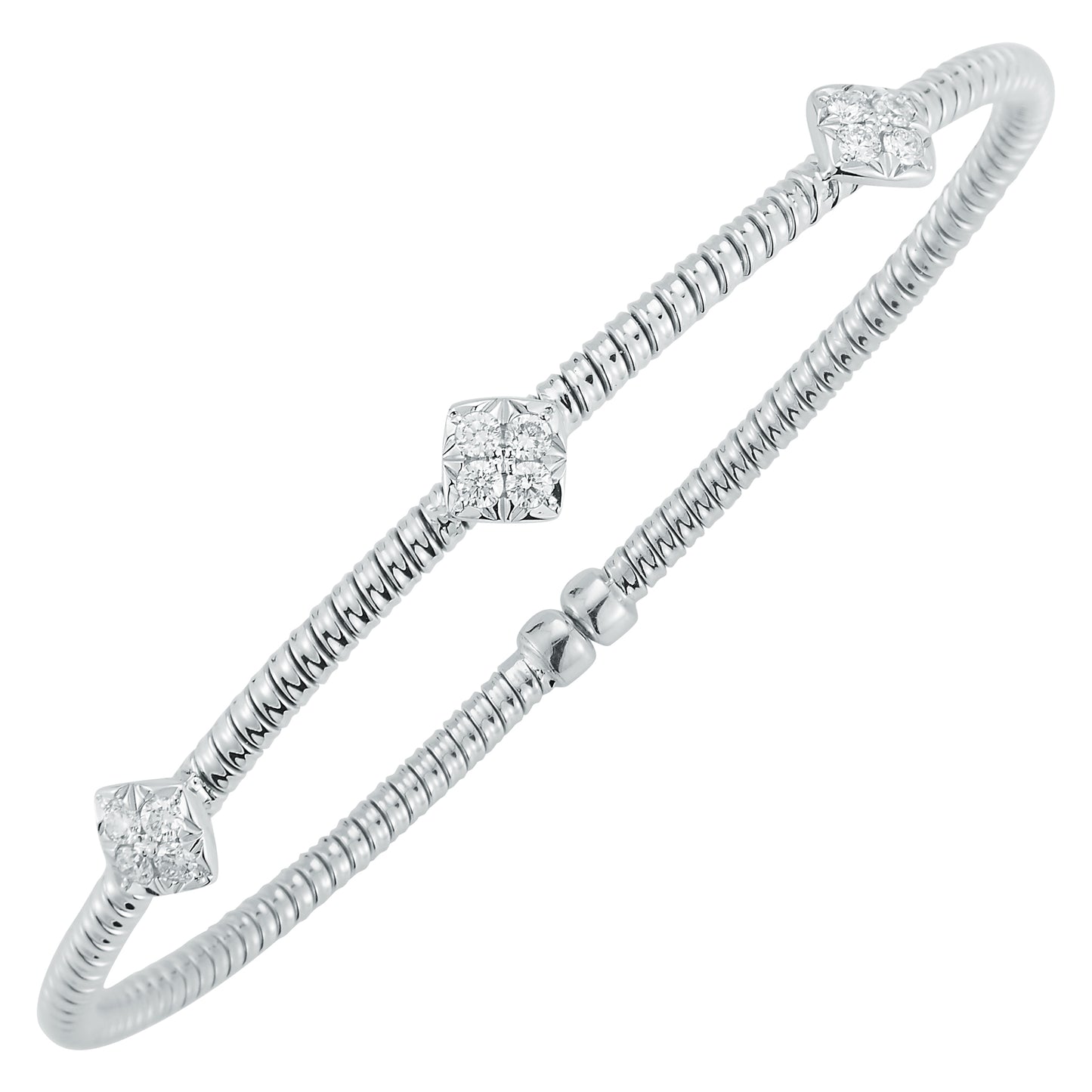 18K White Gold 0.30Ct Diamond Flex Bangle Bracelet