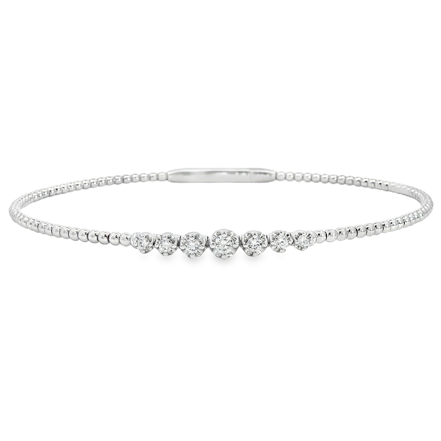 14Kwg Diamond Soft Bangle  Bracelet Containng 7Rd = 0.20Ct 4Mm