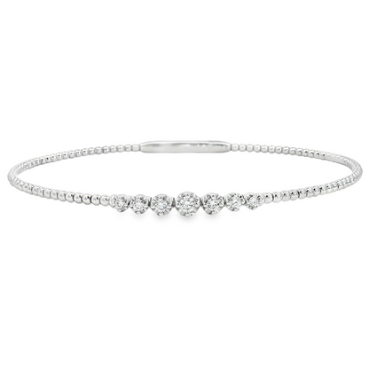 14Kwg Diamond Soft Bangle  Bracelet Containng 7Rd = 0.20Ct 4Mm