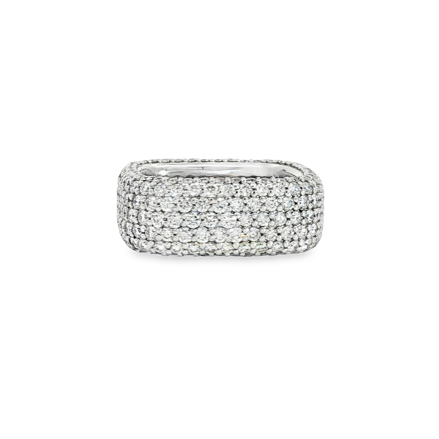 18K White Gold Diamond Square Fashion Ring 4.90Ctw