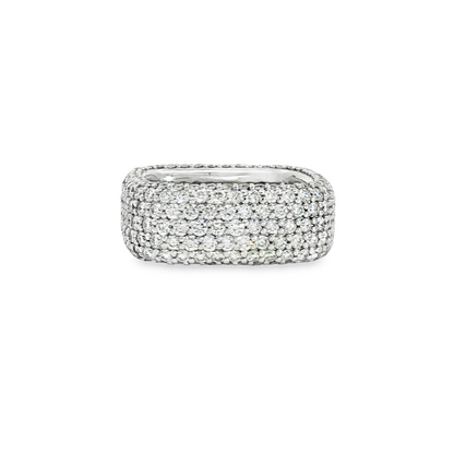 18K White Gold Diamond Square Fashion Ring 4.90Ctw