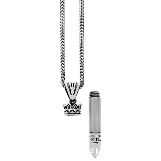 SILVER BULLET PENDANT W/ SCREW ON CROWN
