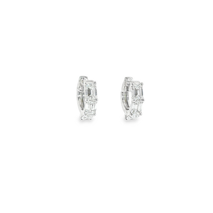 14K White Gold Lab Grown Emerald Cut Huggies Containing 6Ec Totaling 3.35Ct F Vs1 ( .50Each)