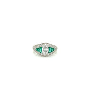 platinum emerald and diamond fashion ring 1.78ct