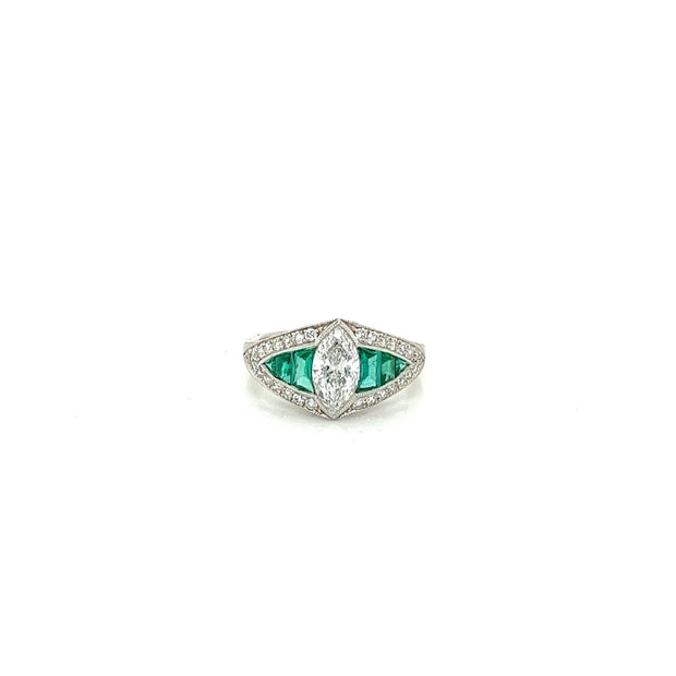 platinum emerald and diamond fashion ring 1.78ct