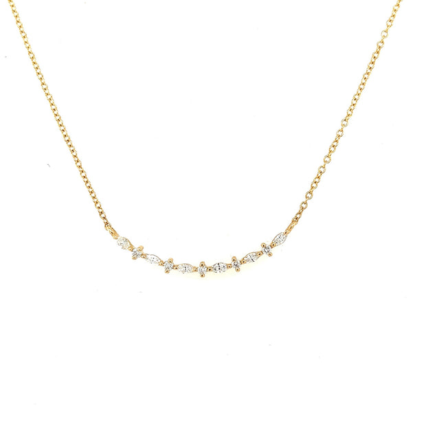 Curved Fancy Shape Diamond Bar Necklace