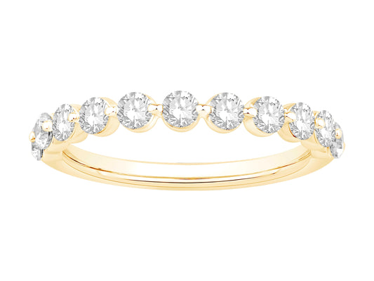 14K Yellow Gold Lab Grown Single Prong Diamond Band Containing 11Rd Toatling 0.75Ct
