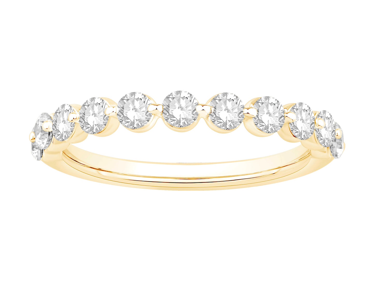 14K Yellow Gold Lab Grown Single Prong Diamond Band Containing 11Rd Toatling 0.75Ct