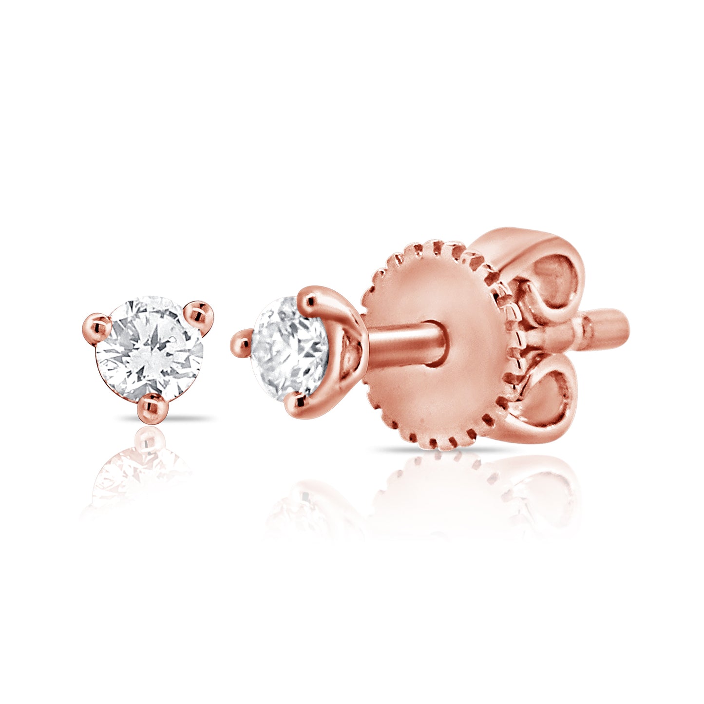 14K ROSE GOLD 3 PRONG FASHION STUDS 0.12CT