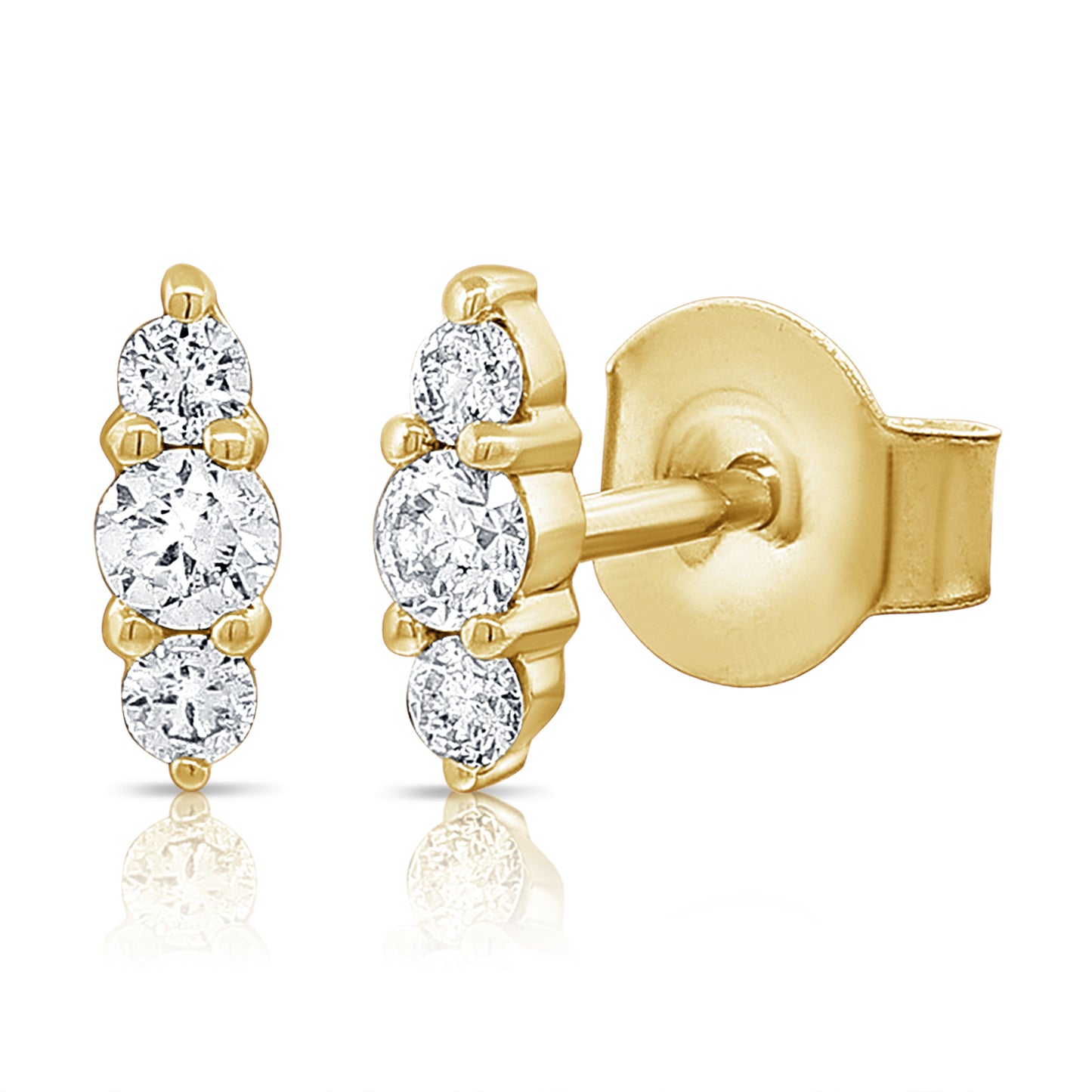 14K Yellow Gold Fashion Stud Earrings 0.18Ct