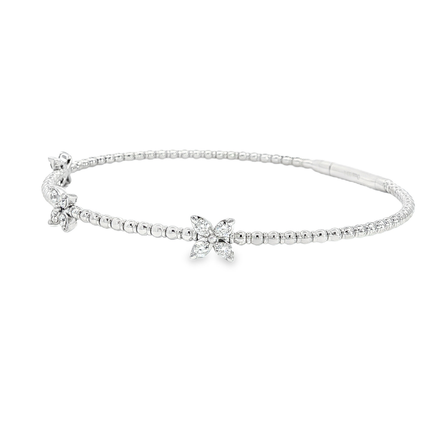 14Kwg Diamond Flex  Station Bracelet Containng 3  Sections  12Rd = 0.32Ct