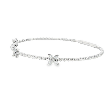 14Kwg Diamond Flex  Station Bracelet Containng 3  Sections  12Rd = 0.32Ct