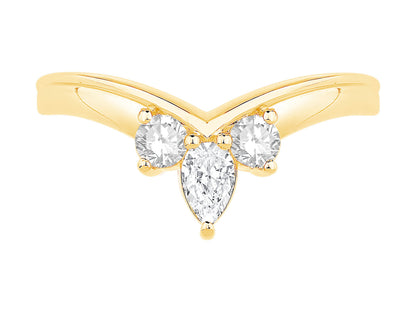 14K Yellow Gold Lab Diamond Mixed Facny Shape Contour Wedding Band Containing 0.37Ctw