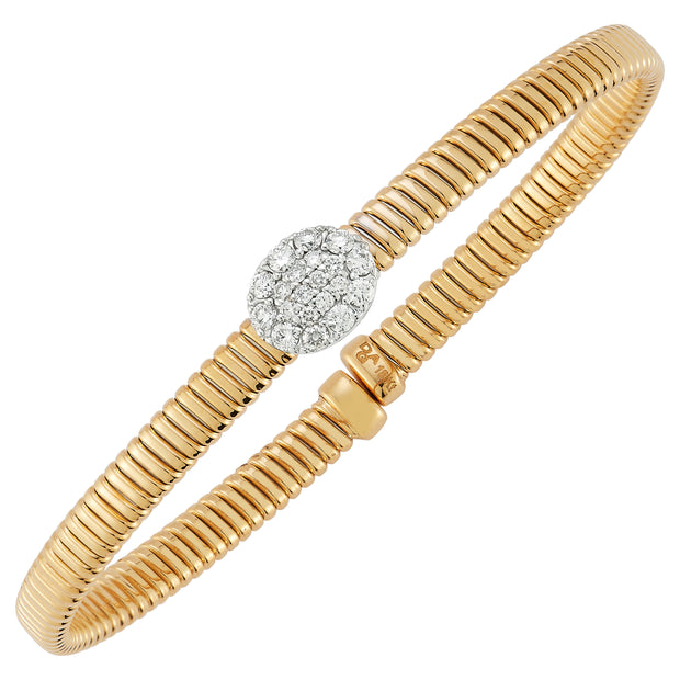 18K Yellow Gold Diamond Flex Bangle Bracelet 0.40Ct