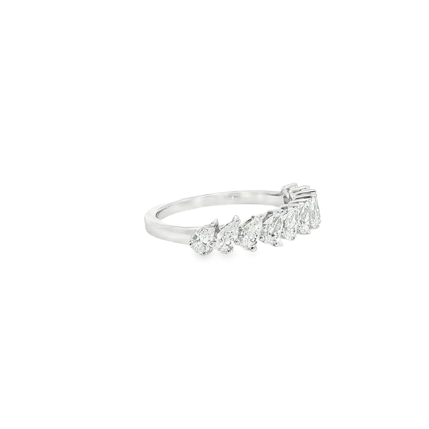 18K White Gold Pear Cut Diamond 1/2 way Band
