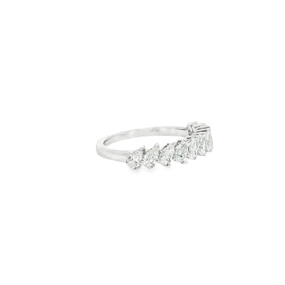 18K White Gold Pear Cut Diamond 1/2 way Band