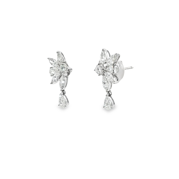 18K White Gold Mixed Diamond Earrings 1.41Ctw