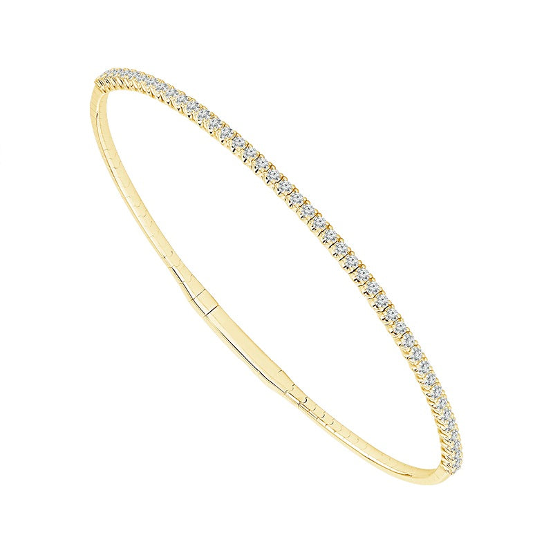 14K Yellow Gold 1/2 Way Diamond Flex Bangle 0.50Ctw
