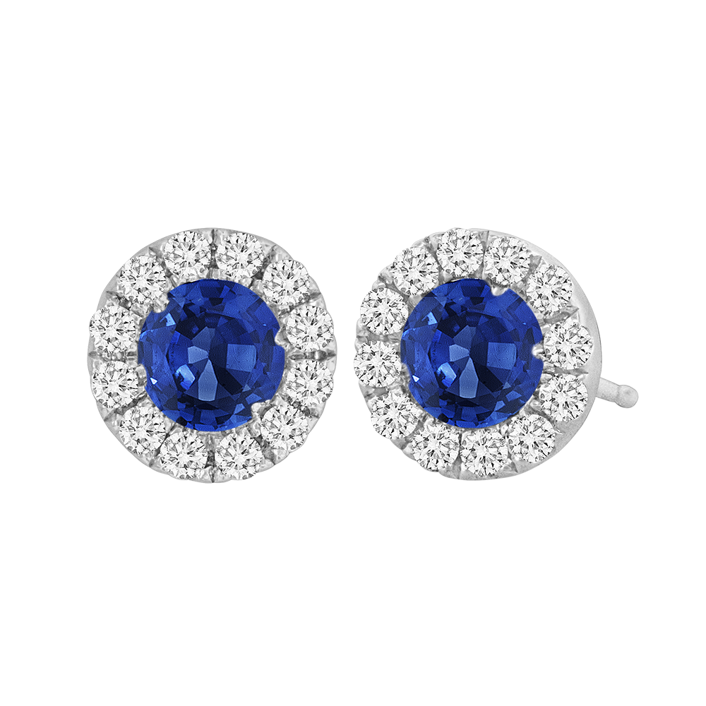 18k white gold diamond and sapphire studs