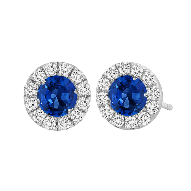 18k white gold diamond and sapphire studs