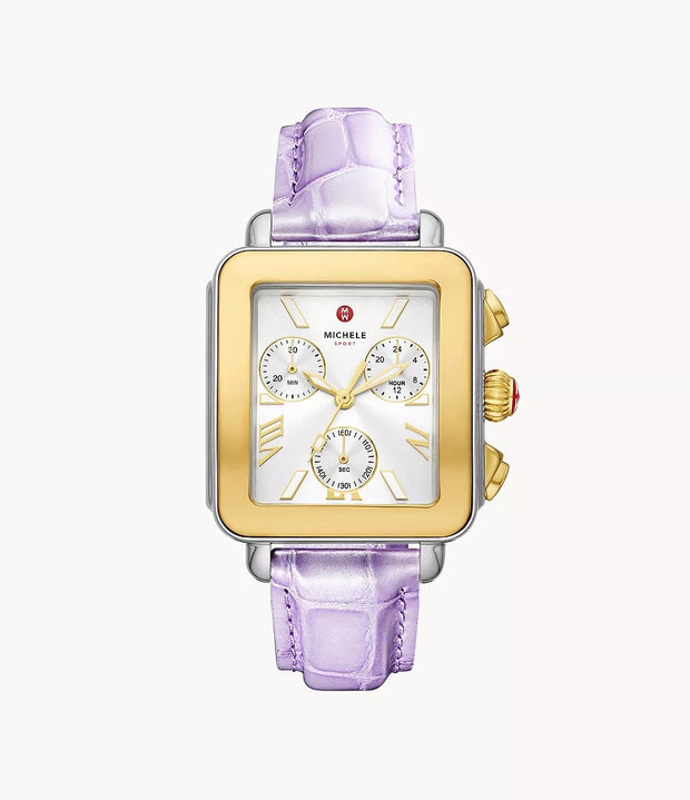 deco sport two-tone lavender leather watch