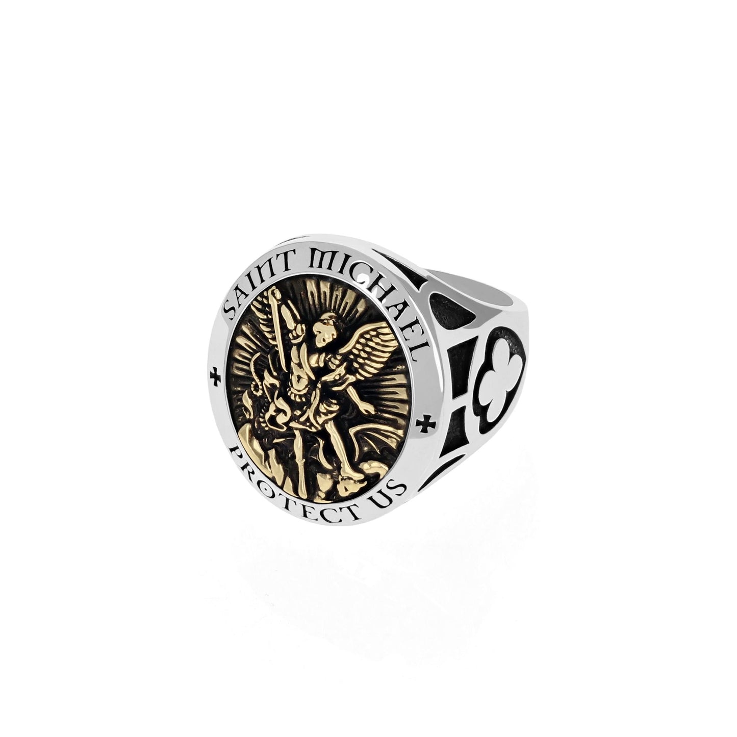 ST MICHAEL RING WITH GOLD ALLOY