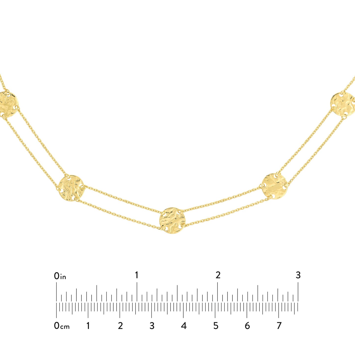 14k yellow gold five hammered disc station adjustable choker