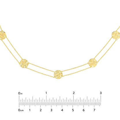 14k yellow gold five hammered disc station adjustable choker