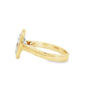 Custom Engagement Ring 3.05Ct Oval Bezel Set 14K Yellow Gold 3Mm Band