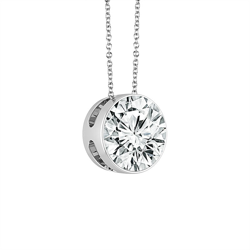 14K White Gold Lab Grown Diamond SolitaireSky Set Drop Pendant 1.00Cttw