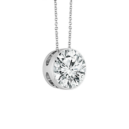 14K White Gold Lab Grown Diamond SolitaireSky Set Drop Pendant 1.00Cttw