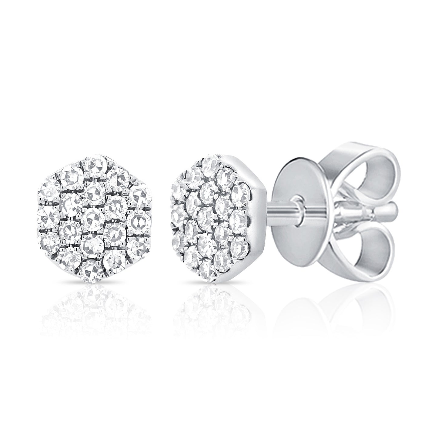 14K White Gold Fashion Stud Earrings 0.10Ct