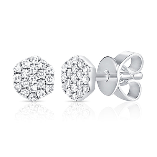 14K White Gold Fashion Stud Earrings 0.10Ct