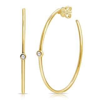 14k yellow gold open wire diamond hoops 0.07ct