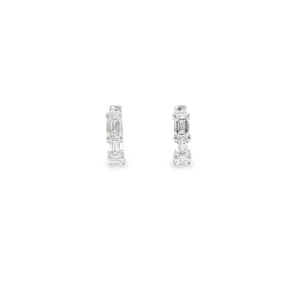 14K White Gold Lab Grown Emerald Cut Huggies Containing 6Ec Totaling 3.35Ct F Vs1 ( .50Each)