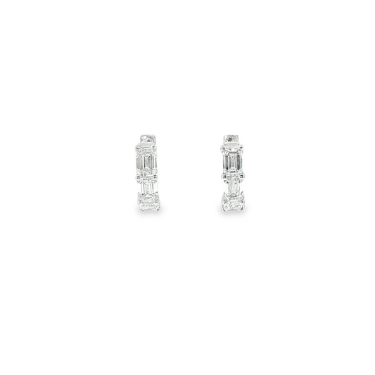 14K White Gold Lab Grown Emerald Cut Huggies Containing 6Ec Totaling 3.35Ct F Vs1 ( .50Each)